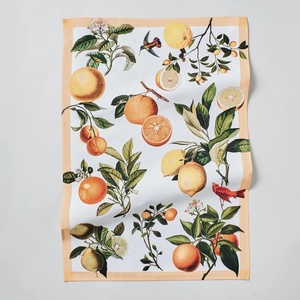 Sur La Table Citrus Kitchen Towel, Illustrated Cotton Towel with Vibrant Citrus Fruit and Botanical Design