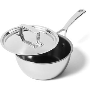 Sur La Table Classic 5-Ply Stainless Steel Saucier, 2 Qt, 5-Ply Curved Saucier Pan for Sauces, Custards and Reduction Work, 2 Qt