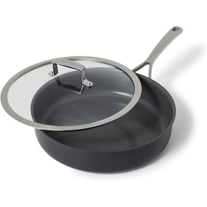 Sur La Table Classic Hard Anodized Ceramic Nonstick Sauté Pan, 5 Qt, PFOA-Free Ceramic Coating with Straight Sides and Lid for Family-Size Sautéing, 5 Qt