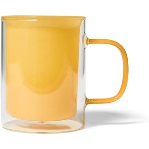 Sur La Table Colored Double-Wall Mug, Light Yellow, Insulated Borosilicate Thermal Mug That Keeps Drinks Hot and Hands Cool