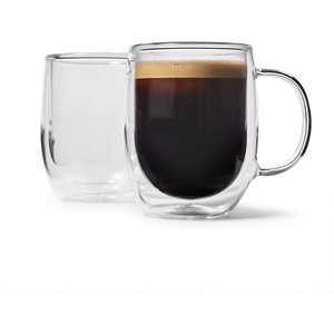 Sur La Table Double-Wall Espresso Glasses, Set of 2, Insulated Borosilicate Double-Wall Glasses for Espresso, Doppio and Ristretto, Set of 2