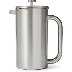 Sur La Table Double-Wall Stainless Steel French Press, 8 Cup, Silver