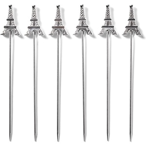 Sur La Table Eiffel Tower Cocktail Picks, Stainless Steel Paris-Inspired Garnish Tools for Aperitivo and Appetizer Plates, Set of 6