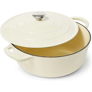 Sur La Table Enameled Cast Iron Dutch Oven, 7 Qt, Large Oven and Broiler to 500 F for Big-Batch Braising and Entertaining, 7 Qt(Almond)