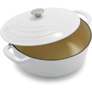 Sur La Table Enameled Cast Iron Dutch Oven, 7 Qt, Large Oven and Broiler to 500 F for Big-Batch Braising and Entertaining, 7 Qt(White)