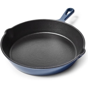Sur La Table Enameled Cast Iron Skillet – 10″ Frying Pan for Searing, Sautéing & Baking, Oven to 500°F, Induction Compatible, Durable Nonstick Interior, Even Heat Distribution, Light Blue