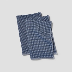 Sur La Table Essential Waffle-Weave Towels, Navy, Set of 2 Pre-Washed Cotton Towels with Elevated Texture for Fast, Efficient Drying, Set of 2