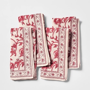 Sur La Table Floral Blossom Napkins, Set of 4, Green(Berry)