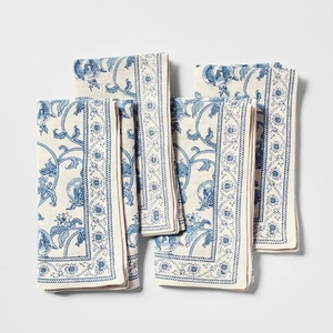 Sur La Table Floral Blossom Napkins, Set of 4, Green(Blue)