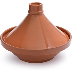 Sur La Table Glazed Terra Cotta Tagine, Brown, Handmade Ceramic Pot with Conical Lid for Moroccan Meals