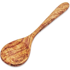 Sur La Table Italian Olivewood Coupe Spoon, Tan, Handcrafted in Italy from Natural Olivewood, Shallow Bowl for Sauces and Risotto