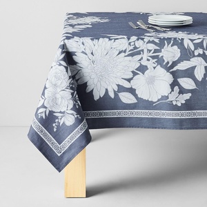 Sur La Table Jacquard Floral Tablecloth, Indigo, Blue(Blue)