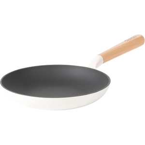Sur La Table Kitchen Essential Main Canteen 9.5″ Pre-Seasoned Cast Iron Skillet w/Wood Handle, Natural Nonstick Lightweight Frying Pan for Searing, Sautéing & Everyday Cooking – Juniper Green(Eggshell White (Skillet))