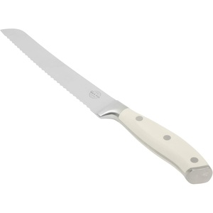 Sur La Table Kitchen Essential Tasting Kitchen German Steel Bread Knife, 8-Inch Stainless Steel Blade – Professional Kitchen Knife with White Handle and Forged Full Tang