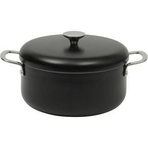 Sur La Table Kitchen Essentials Potluck Porch 5 Quart Aluminum Dutch Oven Pot w/Aluminum Lid PFA FREE Ceramic Interior Cookware Pot – Induction – Black
