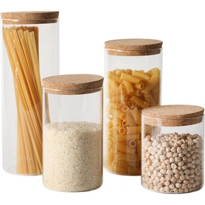 Sur La Table Lyon Court 4-Piece Glass Canister Set with Airtight Trigger Clamp Lids, Clear – 71 oz, 54 oz, 37 oz & 22.5 oz Sizes, Rubber Gasket Seal, Dishwasher Safe Food Storage Jars(Set of 4 (57 oz  45 oz  34 oz & 25 oz))