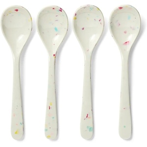 Sur La Table Melamine Sprinkle Spoons, Set of 4, White