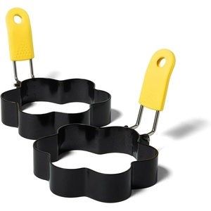 Sur La Table Nonstick Flower Egg Rings, Set of 2, Black