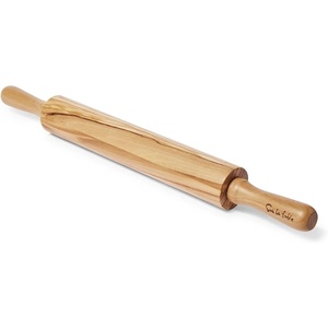 Sur La Table Olivewood Rolling Pin with Handles, 20 in, Handcrafted Italian Natural Olivewood Roller with Ergonomic Turned Handles, 20 in