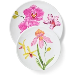 Sur La Table Orchid Melamine 12-Piece Dinnerware Set, Pink