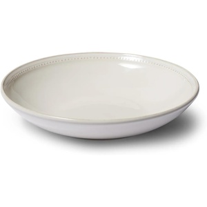 Sur La Table Pearl Pasta Bowl, White, Raised Dot Border Stoneware Bowl for Pasta, Salads and Grain Dishes