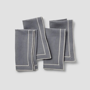 Sur La Table Pencil Edge Linen Napkins, Set of 4, Blue