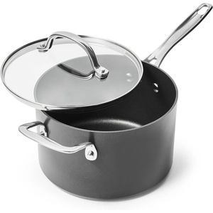 Sur La Table Signature Hard Anodized Nonstick Saucepan, Black(Black)