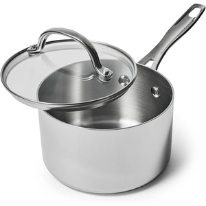 Sur La Table Signature Stainless Steel Saucepan, 5-Ply Construction with Lid for Sauces, Soups and Everyday Stovetop Cooking(Stainless Steel)