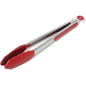 Sur La Table Silicone-Tipped Tongs, 12 in, Navy, Long-Reach Nonstick- Tongs with Locking Mechanism for Grilling and Deep Pots, 12 in(Dark Red)