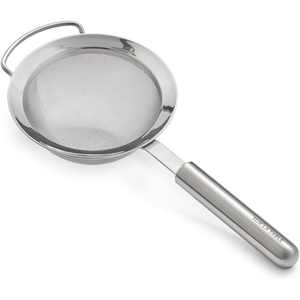 Sur La Table Stainless Steel Sieve – 4″ Fine Mesh Strainer with Weighted Ergonomic Handle – 18/8 Non-Corrosive Metal for Sifting, Rinsing & Straining