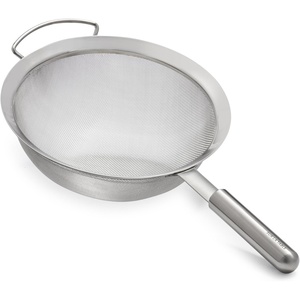 Sur La Table Stainless Steel Sieve – 9.25″ Fine Mesh Strainer with Weighted Ergonomic Handle – 18/8 Non-Corrosive Metal for Sifting, Rinsing & Straining(Silver)