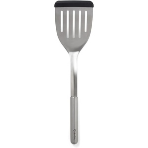 Sur La Table Stainless Steel Silicone Edge Slotted Turner, Black