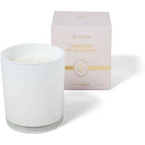 Sur La Table Tuberose & Gardenia Candle, Hand-Poured Soy Blend with Rich Floral Tuberose and Gardenia Fragrance