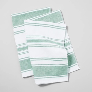 Sur La Table Ultra-Absorbent Terry Towels, Blue, Set of 2 Plush Cotton Terry Towels for Fast Drying and Heavy Kitchen Use, Set of 2(Green)