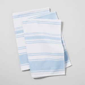 Sur La Table Ultra-Absorbent Terry Towels, Blue, Set of 2 Plush Cotton Terry Towels for Fast Drying and Heavy Kitchen Use, Set of 2(Light Blue)