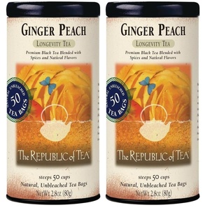 The Republic of Tea – Ginger Peach Black Tea, Caffeinated, 50 Count(50 Count (Pack of 2))