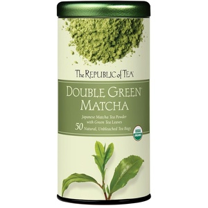 The Republic of Tea Organic Double Green Matcha, Individual Tea Bags with Japanese Matcha Tea Powder and Green Tea Leaves Blend, Natural Unbleached Bags in Reusable Tin Canister, 50 Tea Bags(50 Count (Pack of 1))