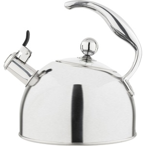 Viking 3-Ply Stainless Steel Tea Kettle, 2.6 Quart Stovetop Hot Water Pot with Tempered Glass Lid, Ergonomic Handle, Induction Ready, Slate and Blue(Satin Silver)