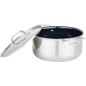 Viking 4-Ply Dutch Oven, 5 Quart Laser Clad Titanium Performance Ti Cookware Pot with Lid, Dishwasher and Oven Safe, Induction Ready, Blue/Silver(5 Quart)