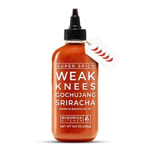 Weak Knees Gochujang Sriracha Hot Sauce – Infused with Bold Korean Gochujang Paste & Classic Spicy Sriracha for Noodles, Rice & Marinades – Made in the USA – 10.5oz Squeeze Bottle(Super Spicy Sriracha 10.5oz)