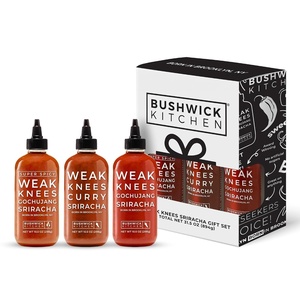 Weak Knees Gochujang Sriracha Hot Sauce – Infused with Bold Korean Gochujang Paste & Classic Spicy Sriracha for Noodles, Rice & Marinades – Made in the USA – 10.5oz Squeeze Bottle(Sriracha Sampler Gift Set)